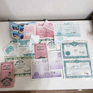 Vintage Cabbage Patch Kids Birth Certificates and Adoption Papers Lot